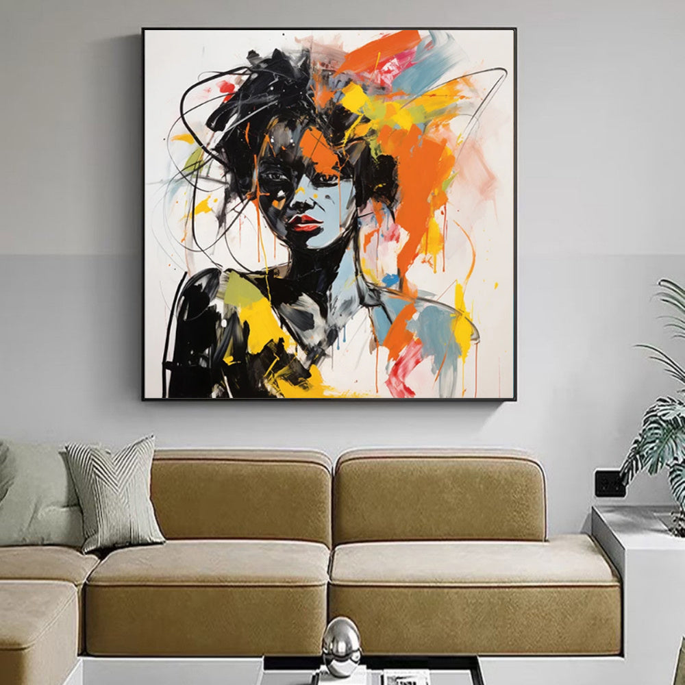 Modern Graffiti Wall Art – Banksy Portrait Oil Painting for Home & Cafe